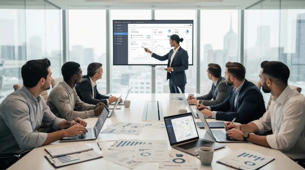 A group of technical and finance professionals is engaged in a discussion about prototype development in a modern conference room, highlighting the importance of tax credit consulting and the potential benefits of research and development tax credits for their projects. The atmosphere is collaborative as they explore ways to maximize qualified research expenses and enhance cash flow through tax incentives.
