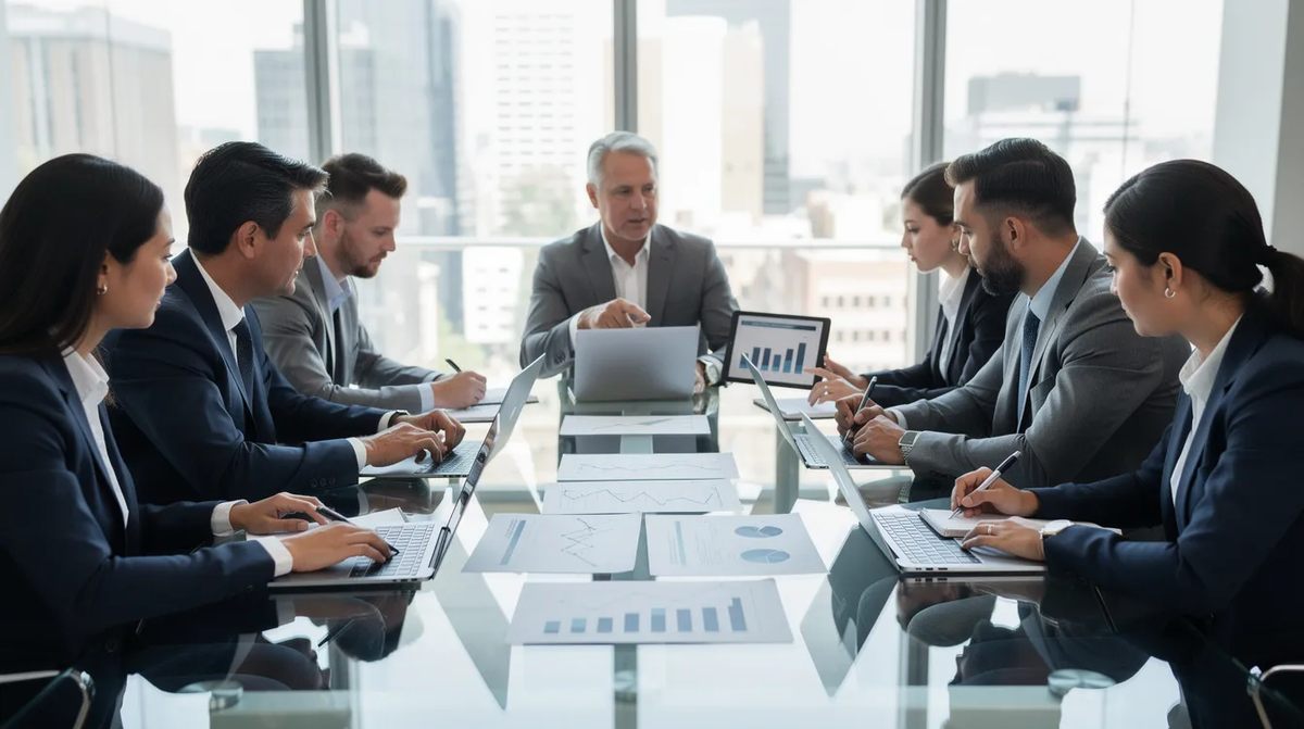 A team of tax incentive consulting professionals at a conference table, reviewing financial documents and project plans. Their focus is on tax incentives and corporate tax credits for business development.