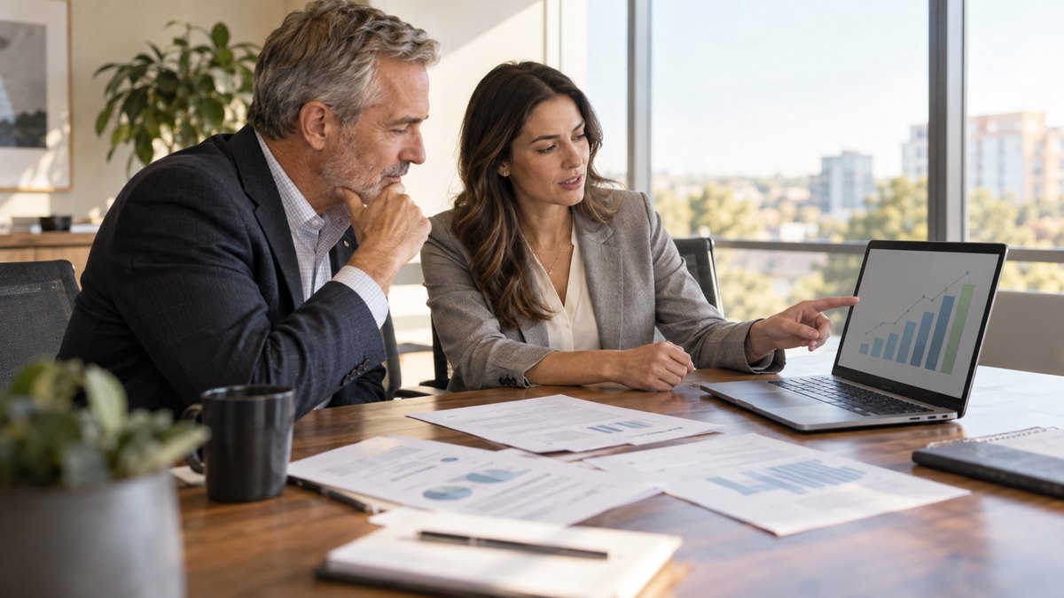 Building owner and CPA reviewing a multi-year tax projection
